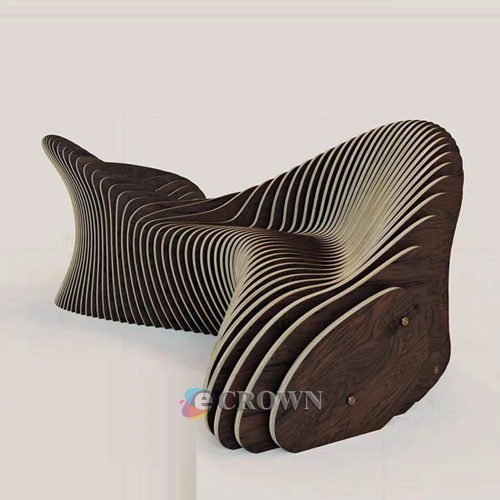Curve bench design solid wood curve bench design Demin bench For public bench park ODM