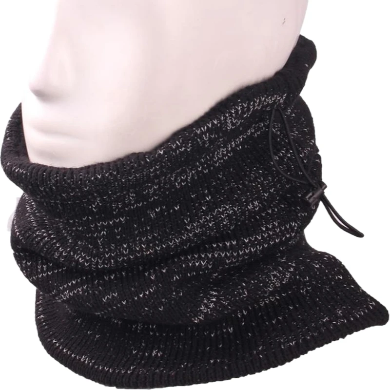 GECKO MASTER Autumn Double Layer Knitted Scarf Neck Warmer Reflective Yarn Neck Gaiter Scarf