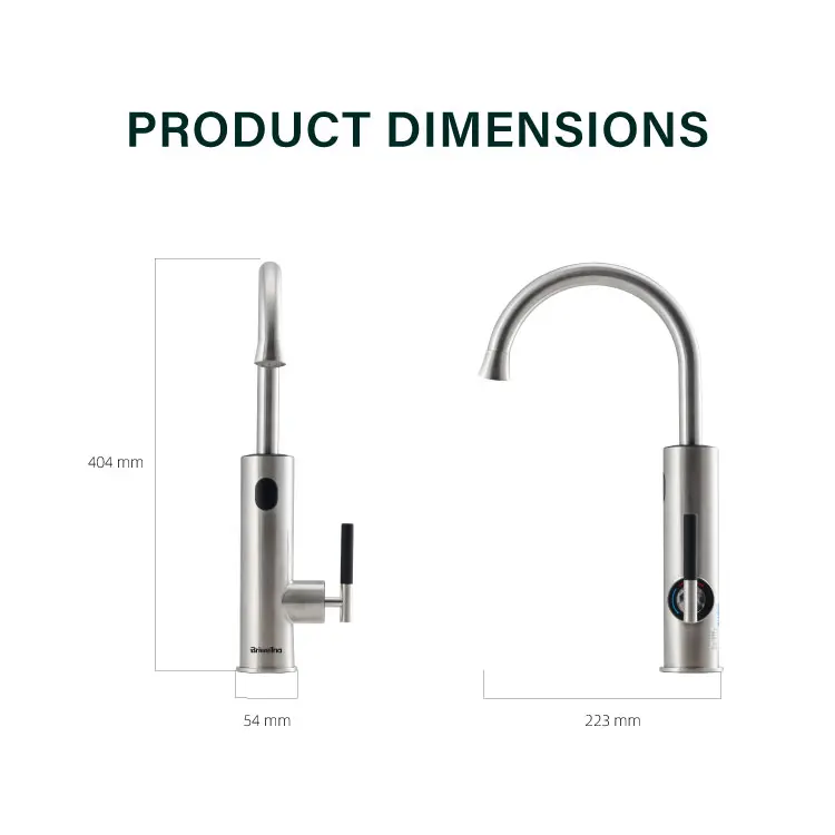 Briwellna 220V 3.2KW Instant Electric Water Heater Tap Kitchen Bathroom Waterproof Tap With LED Display Heated Faucet Geyser Tap