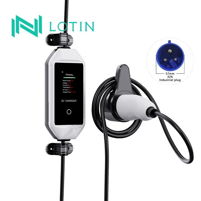 Portable EV Charger 3.5KW 7KW Adjustable Current 8A/10A/13A/16A/32A Electric Car Charger