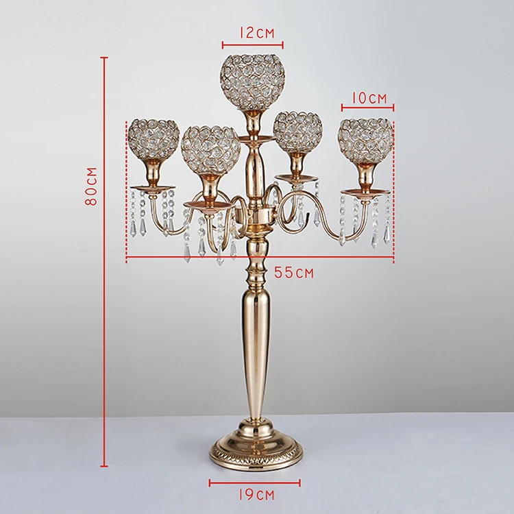 5 arm crystal tall votive candle holders bulk for weddings