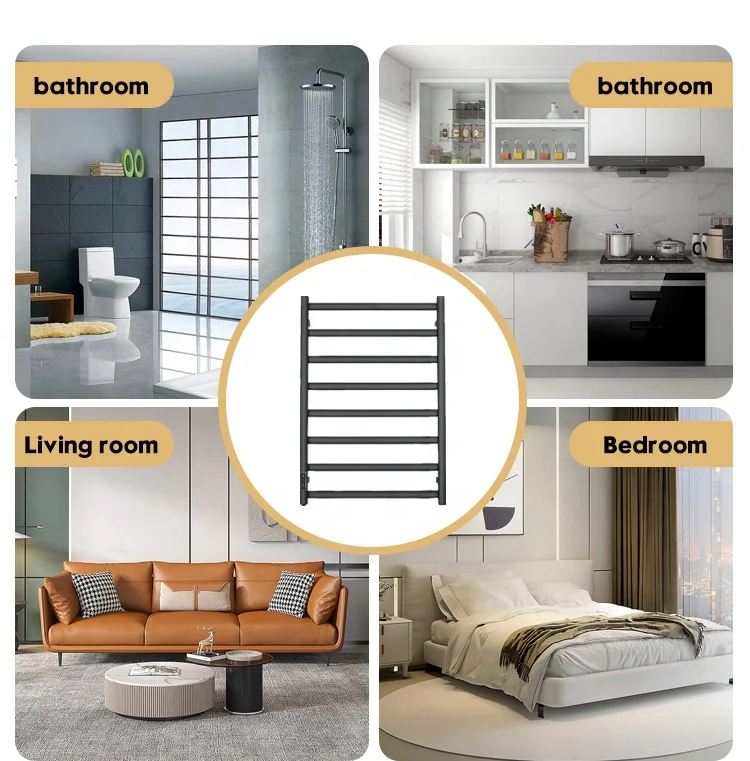 Towel Warmer 8 Bar Matt Black Bath Towel Heater Mirror Polish Stainless Steel Towel Dryer