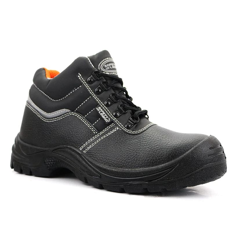 pu injection basic waterproof genuine leather upper cheap man mid cut steel toe agriculture safety shoes