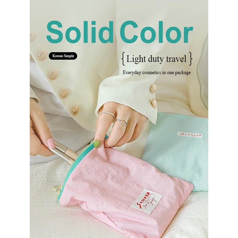 Stock Multi Colors Cosmetic Bag Zipper Toiletries Organizer Bag For Women Girls Gift Makeup Pouch