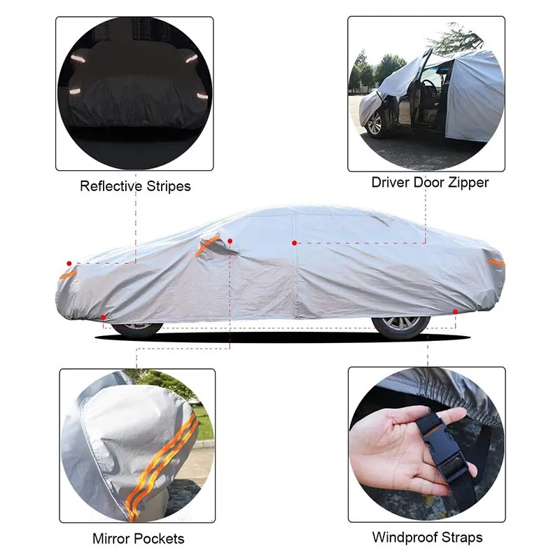Car Cover Outdoor Protection Full Exterior Sunshade Dustproof Protection Cover Universal for Hatchback Sedan SUV