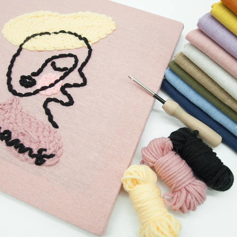 Color fabric with punch needle