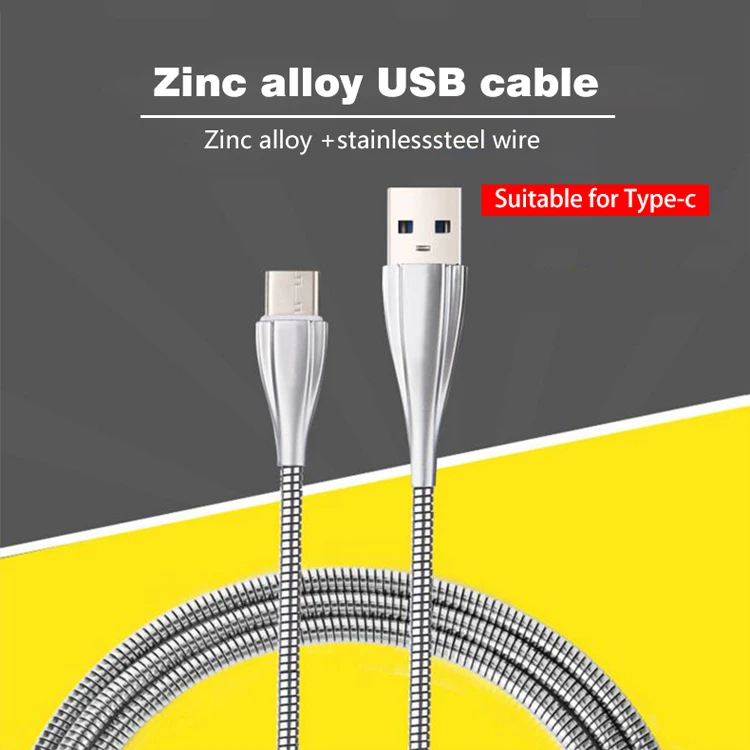 Высококачественный USB-кабель из цинкового сплава для передачи данных 2 А зарядки