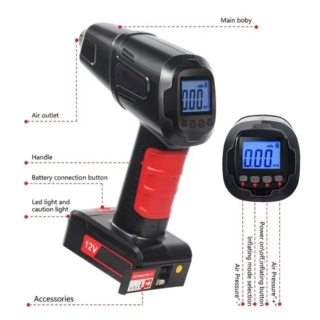 One Cylinder Tyre Inflator Air Pump Mini Portable Dc 12v Car Compressor Tire