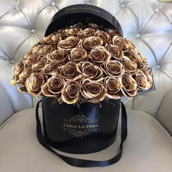 Custom Logo Luxury Customized Black Round Rose Gift Packaging Cylinder Cardboard Hat Flower Box With Logo