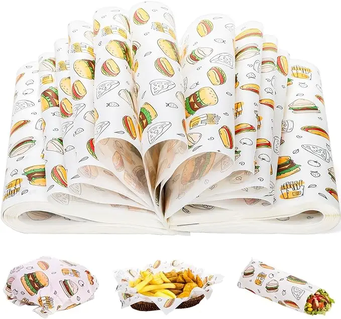 Greaseproof Colored Parchment Paper Food Basket Liner Deli Wax Sheets Sandwich Wrap Paper food grade wrappers butter paper