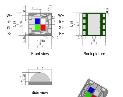 Ceramic High Power RGBW LED 12W 4W 5050 SMD LED Light Source