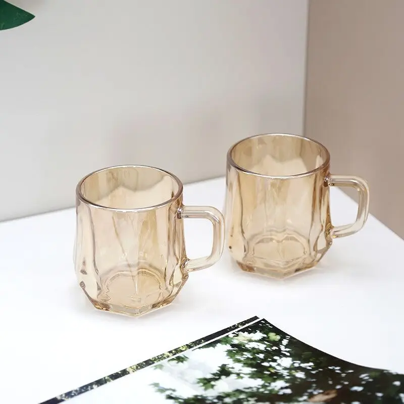 Diamond Shaped Glass Water Pitcher Carafe Amber Water Jug