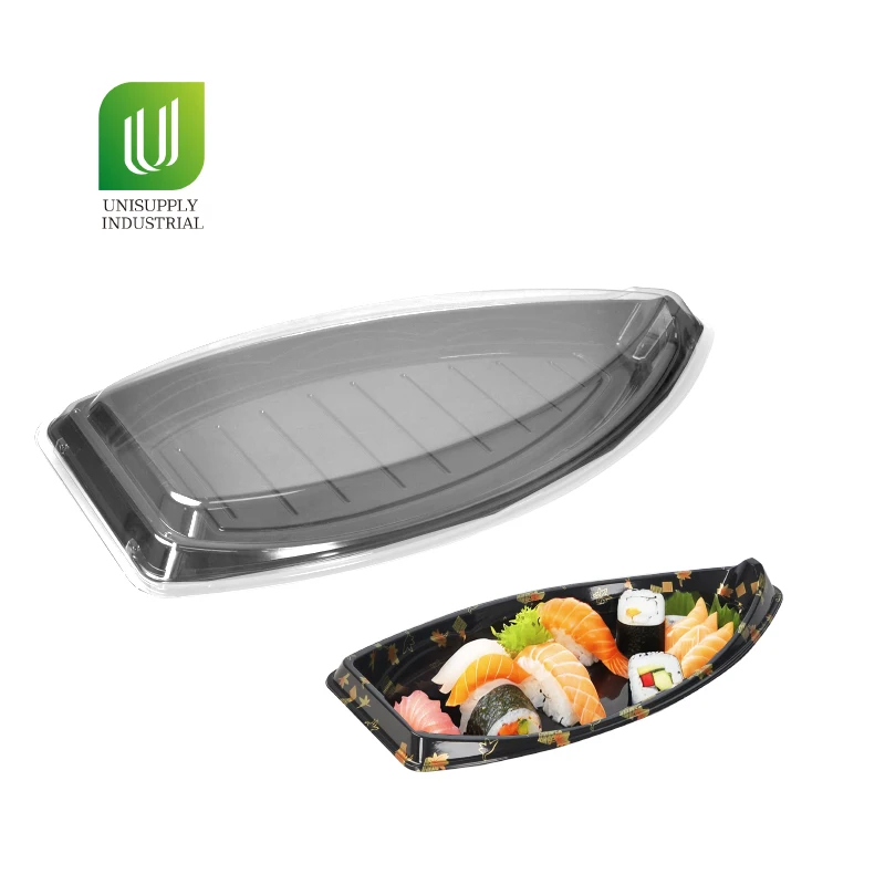 Ship Shape Premium Disposable Sushi Boat Box with Lid for Extra Large Party