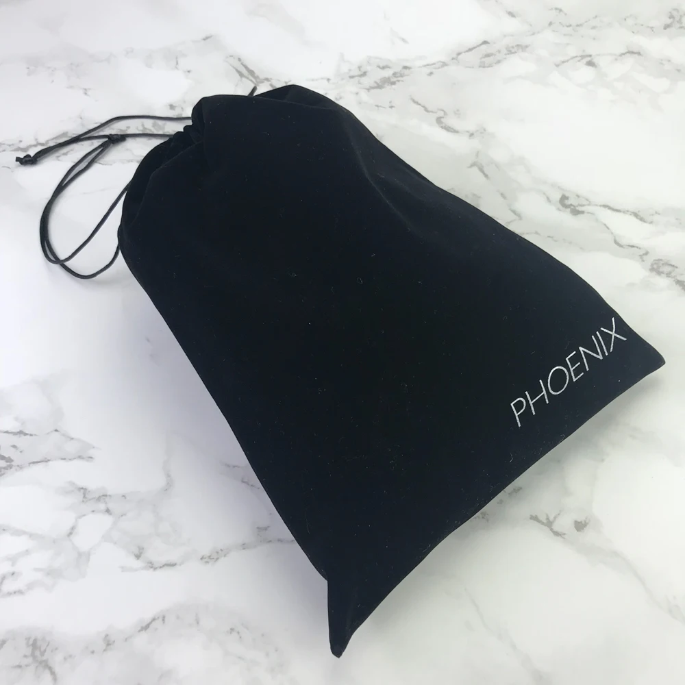 custom design black velvet gift drawstring cosmetic velvet dust bag for packaging with with logo