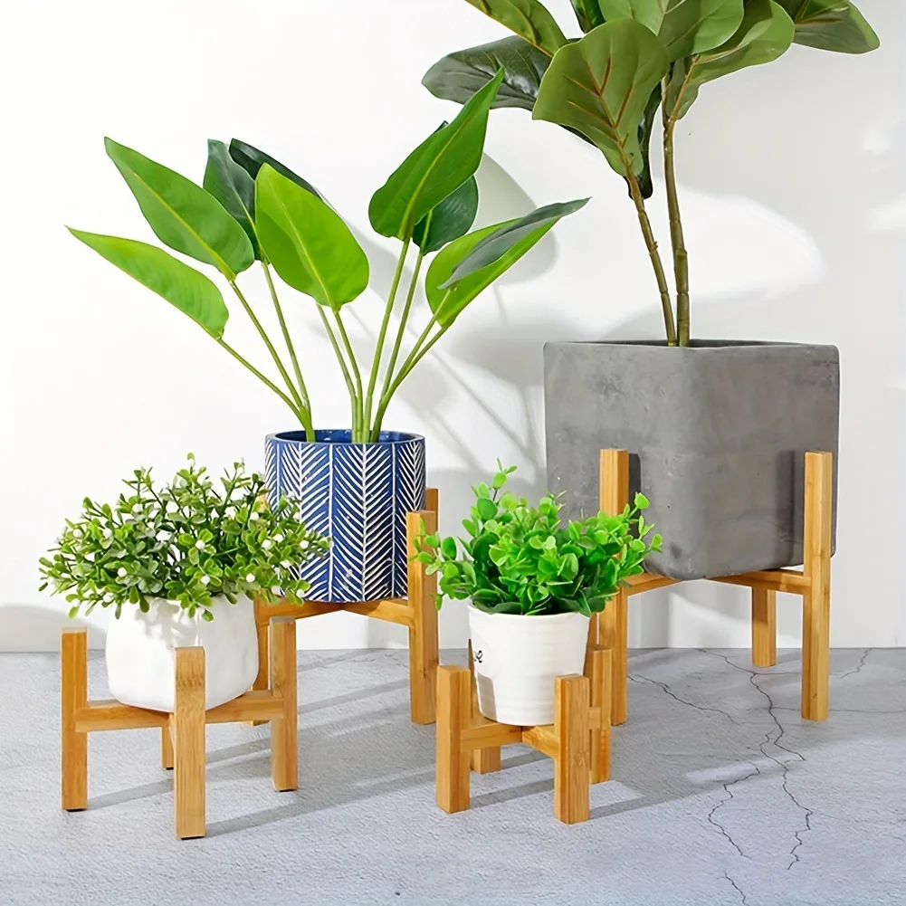 Wholesale custom wooden Flower pot holder a variety of bamboo flower pot stand and disassembly