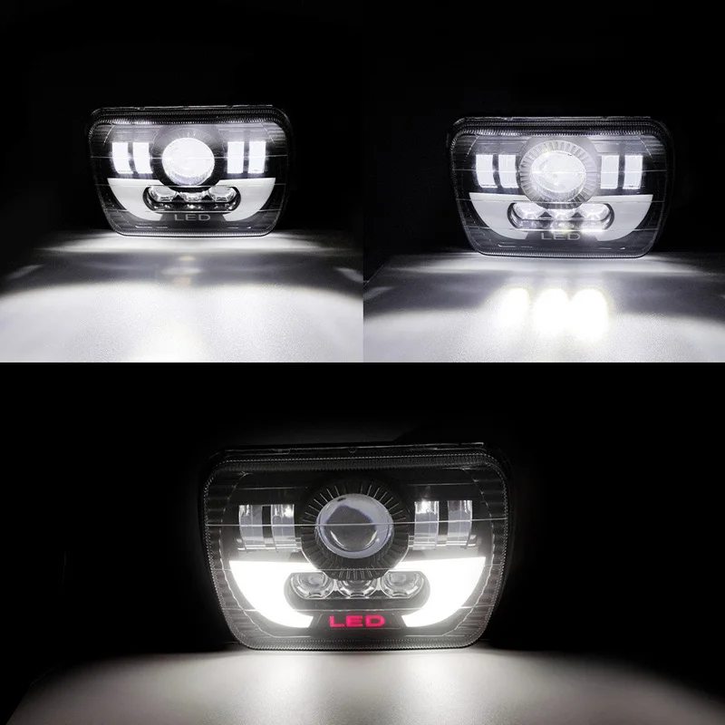 led head lights DRL Rectangular 5x7 7x6 square Sealed Beam YJ XJ motorcycle 7 inch matrix led headlights for wrangler Harley