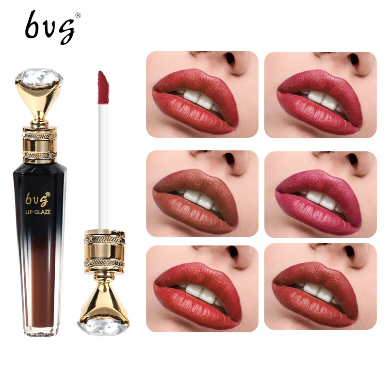6 Colors Waterproof Long Lasting Nude Matte Liquid Lipstick Non-Stick Cup Sexy Red Lip Tint With luxury Diamond Wand