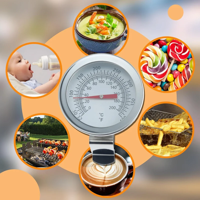 Deep Fry Thermometer With Instant Read Oil Thermometer with Clip Stainless Steel Dial BBQ Food Oven Safe Meat Thermometer