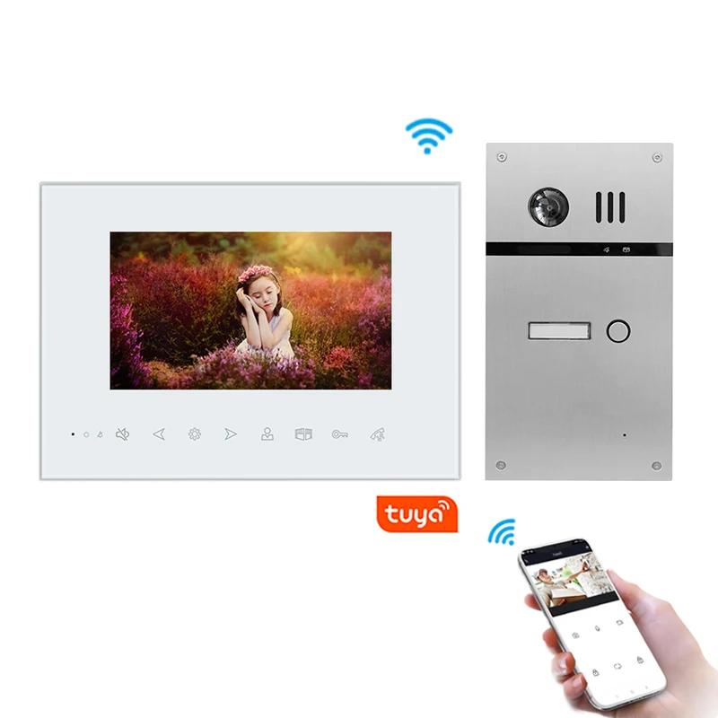 2-проводная система внутренней связи Tuya для дома, видео дверной звонок с управлением через приложение и камерой для 1/2/3/4 квартир