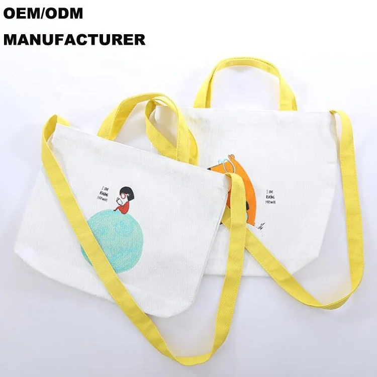 
Customize Eco 100% Cotton Organic Cotton Tote Bag With Neon Yellow String 