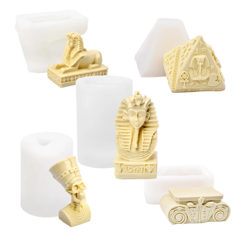 Early Riser Egypt pyramid pharaoh scented candles silicone mold plaster soap candle mold cake tools home decor mouldings