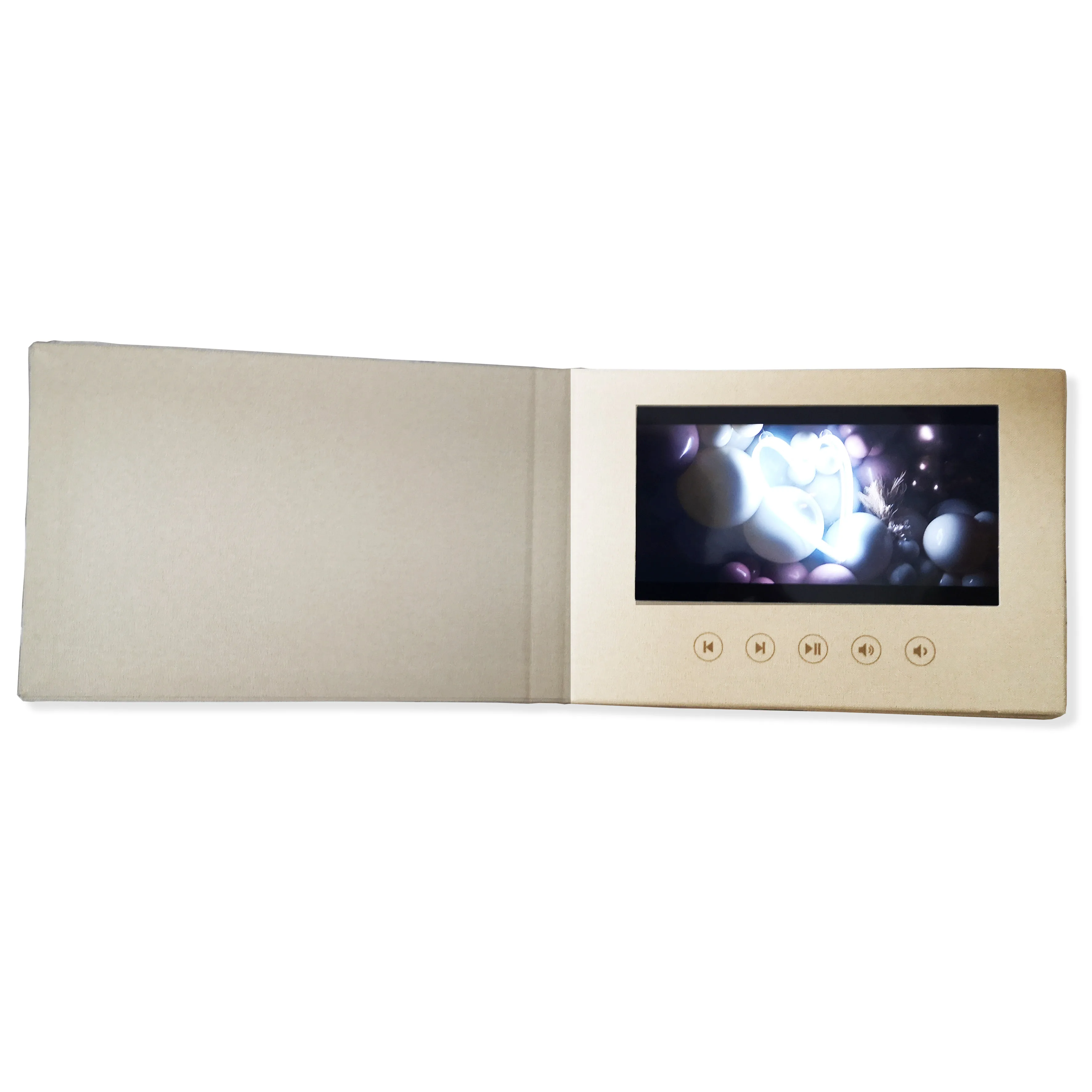 Custom Linen Box Book Hardcover Digital IPS Screen LCD Video Brochure  7 inch 10 inch Display Video Presentation Folder