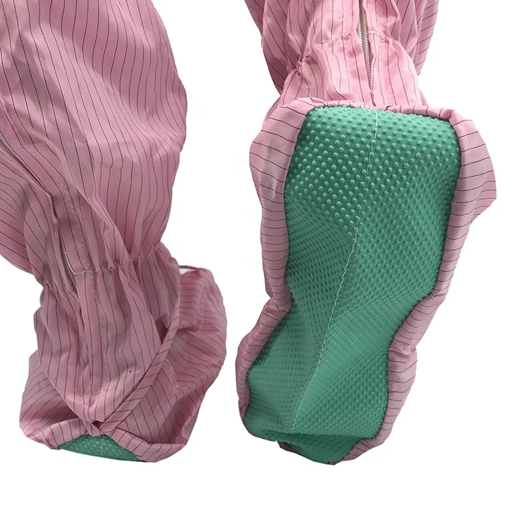 
Factory Price Pink Soft PVC Sole Antistatic Safety Reusable Washable 5MM Stripe/Grid Polyester Non-slip ESD Antidust Boots Cover 
