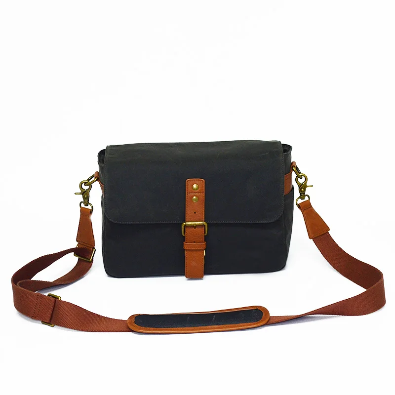 Высококачественная пользовательская Роскошная Вощеная холщовая мужская сумка-мессенджер через плечо для dslr камеры для путешествий
