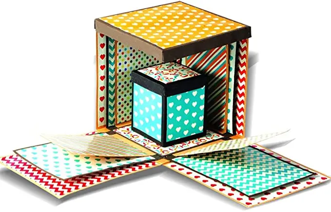 DIY Explosion Gift Box for Handmade Photo Album Box with 6 Faces for Birthday OEM DIY Greeting Cards Crafting Explosion Gift Box