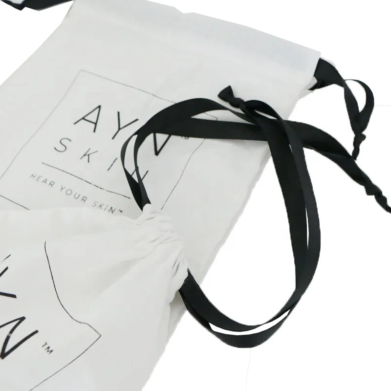 100% biodegradable 5oz white small cotton draw string bag