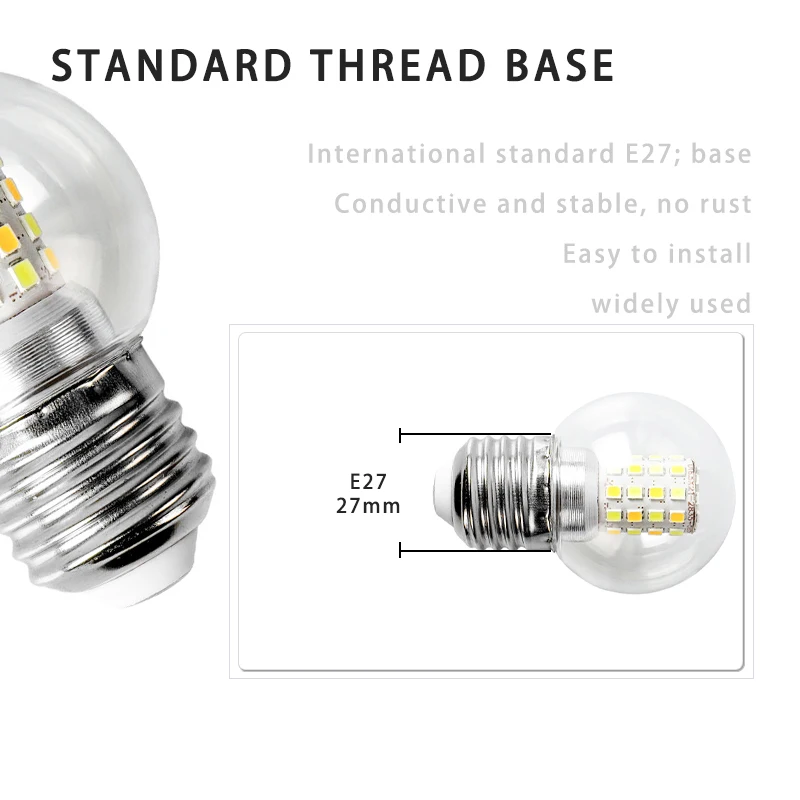 5w 7w Led Light E27 Large Threaded Base Round Transparent Ball Bulb 3000k 4000k 6000k 3 Colors Switching Bulb Voltage 220v