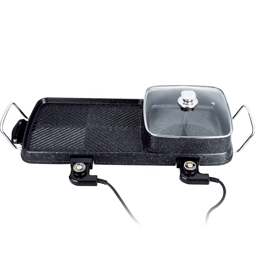 Electric BBQ Grill Pan with Yuanyang Removable Hot Pot Hot Sale Multifunctional Aluminum ZHE Jiang 1 Piece 73x28cm DL-8010 1400
