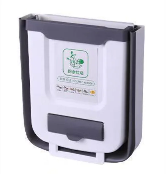 MJ Folding Waste Bin Kitchen Cabinet Door Trash Bin Trash Can Wall Mounted Trashcan for Kitchen Toilet Waste Storage