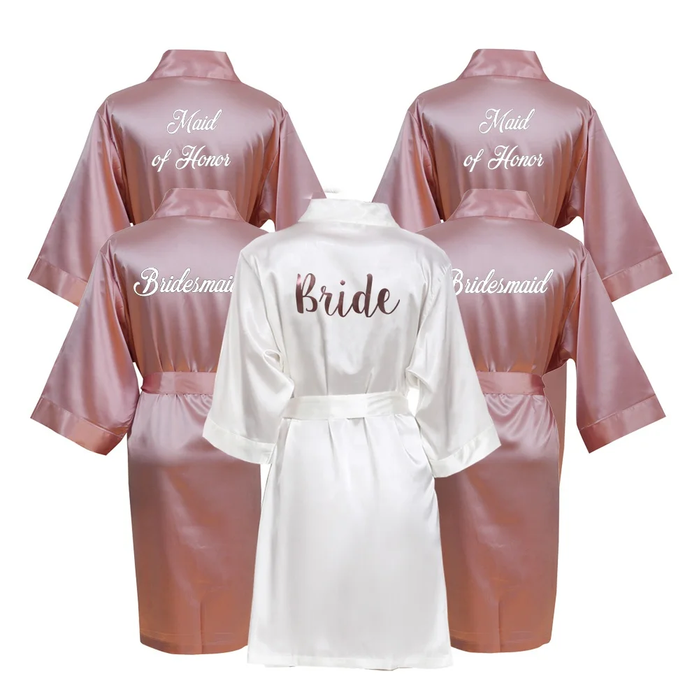 133 Colors Silk Satin Bridesmaid Robes Solid Blank Color Kimono Women Robe for Wedding Party