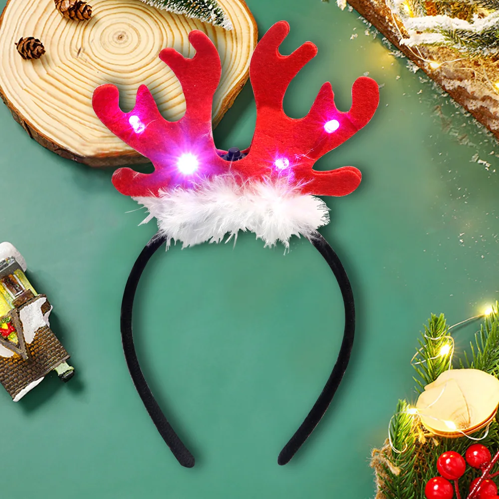 Christmas Glowing Hair Bands Antler Moose Headband Headdress Christmas Decoration