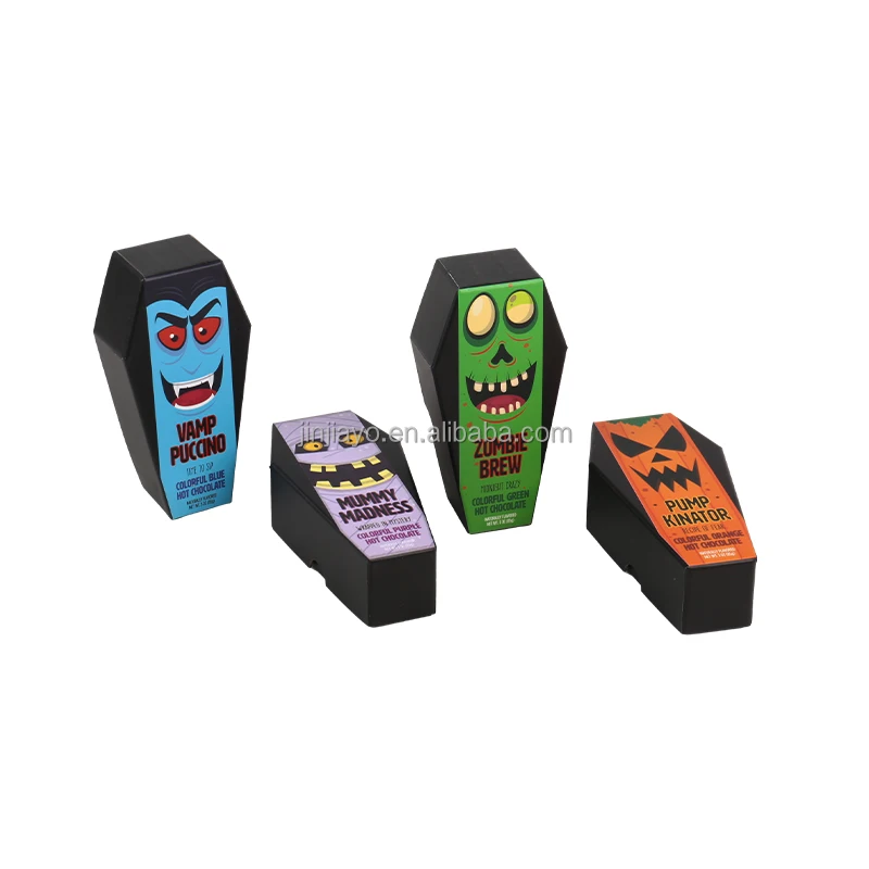 Wholesale Halloween Coffin Box Creative Paper Candy Treat Boxes Recycled Packing Custom Logo Cardboard Coffin Shape Box