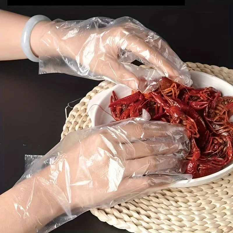 Factory Hot selling Plastic Pe Gloves HDPE Clear Plastic Polythene Kitchen Waterproof Household Disposable Food PE Gloves