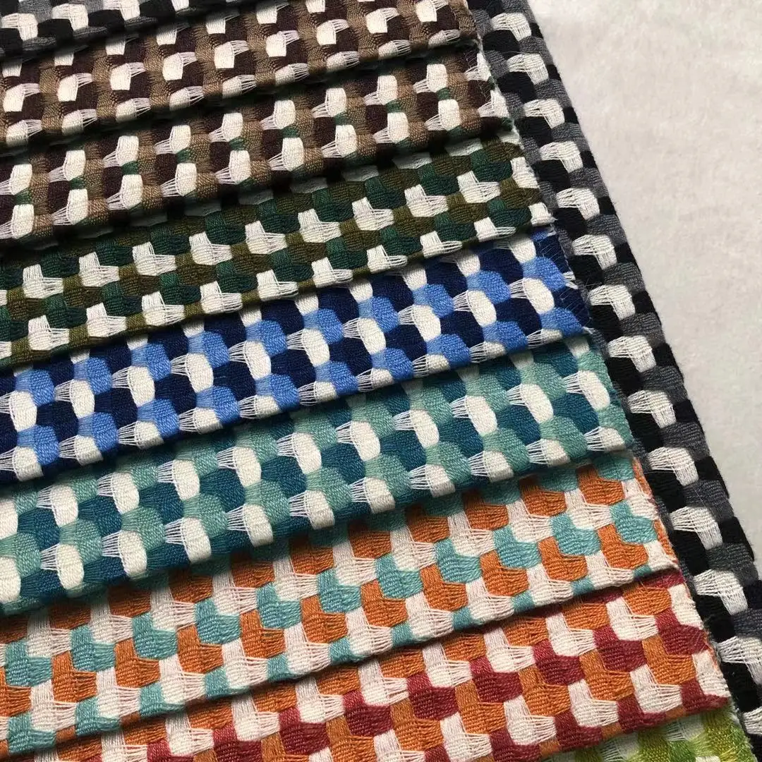 Manufacturer Organic Sustainable Yarn-dyed Woven polyester Fabric for sofa pillow