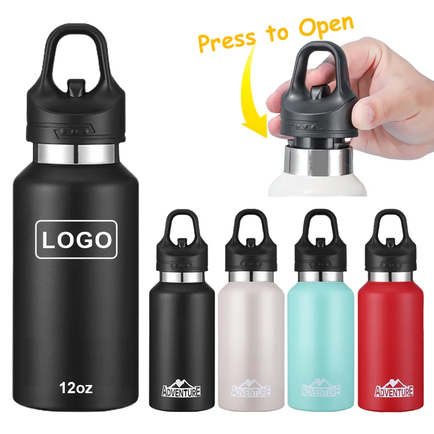 Factory Wholesale Custom Logo 12OZ Water Bottle 316 Stainless Steel Portable Vacuum Tumbler With One-click On Lid