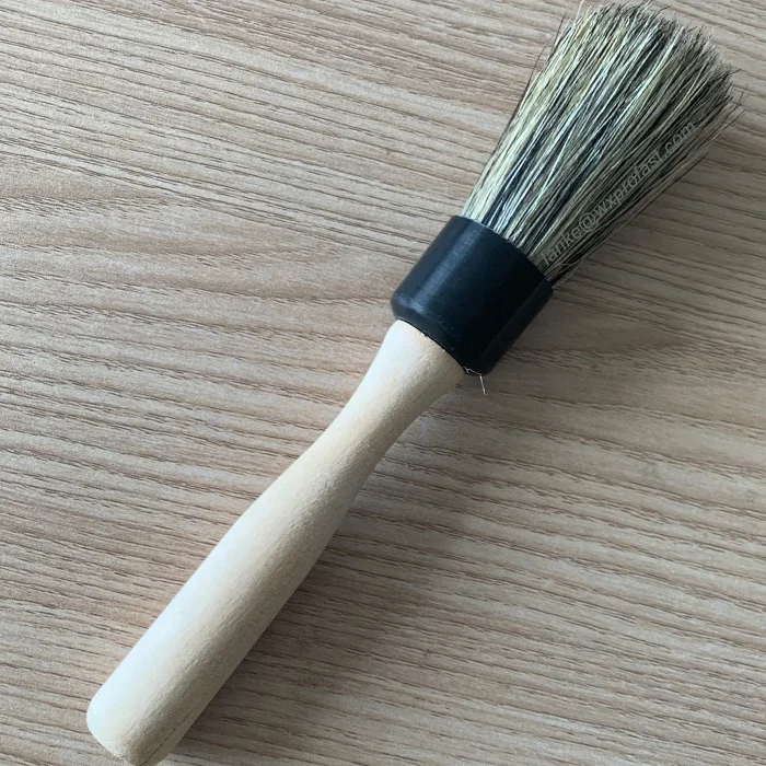 2021 Most Popular Boar Hair Car Brush Detailing Solid Wooden Handle Mixed Color Bristle Car Wash Brush
