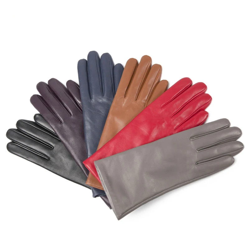 2024 Ladies Wholesale Fashion Genuine Winter Lambskin Sheepskin Driving Wool lining Leather Gloves for Women