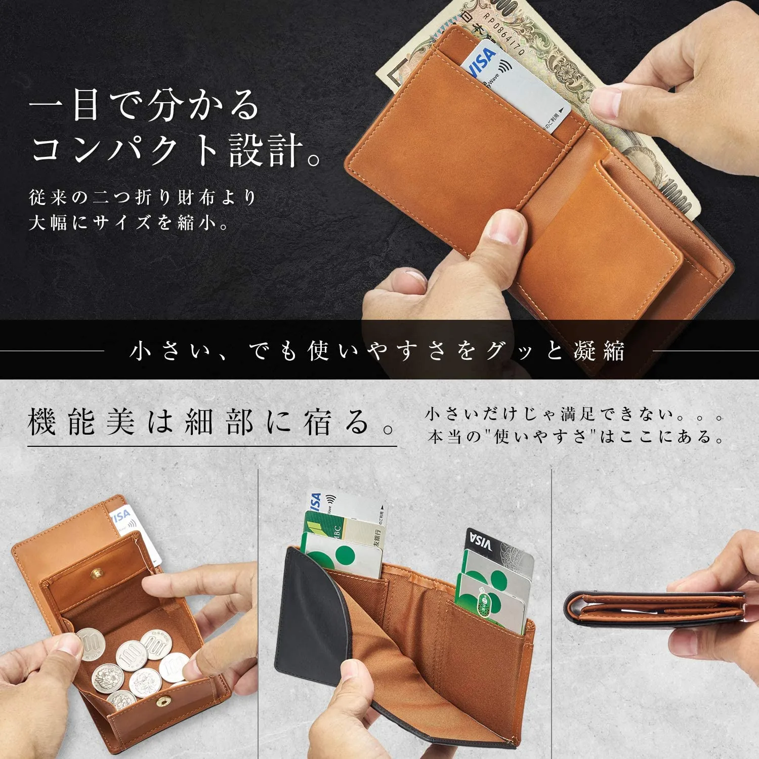 Short Wallet Vegetable Tanned Vintage Genuine Leather Card Holder Coin Purse Wallet For Men