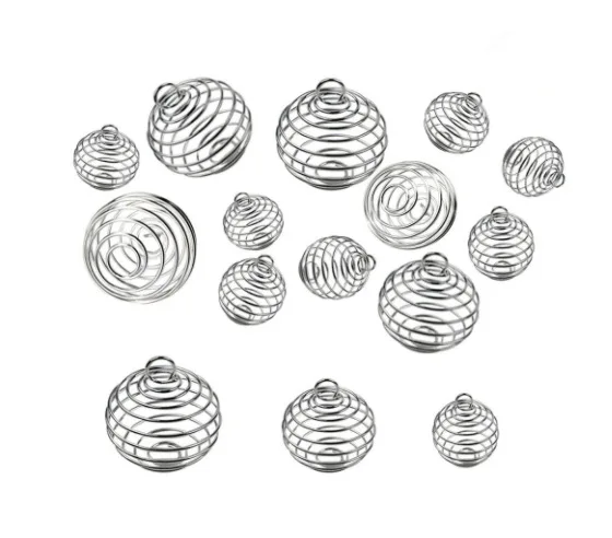 Hot Sale Silver Gold black Plated Stone Holder Necklace Wire Spiral Bead Cages Pendant Findings for Jewelry Making Crafting
