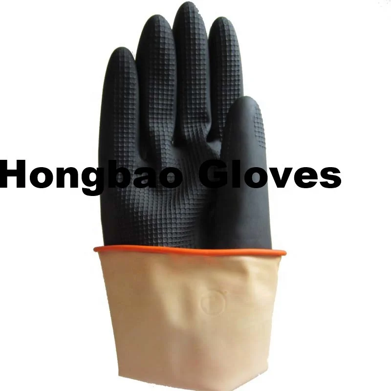 110g black and orange double color industrial latex gloves working rubber gloves