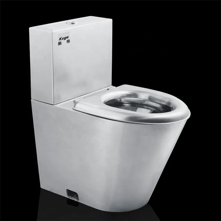 Commercial hotel bathroom stainless steel water closet floor mount stainless steel wc toilet for public project