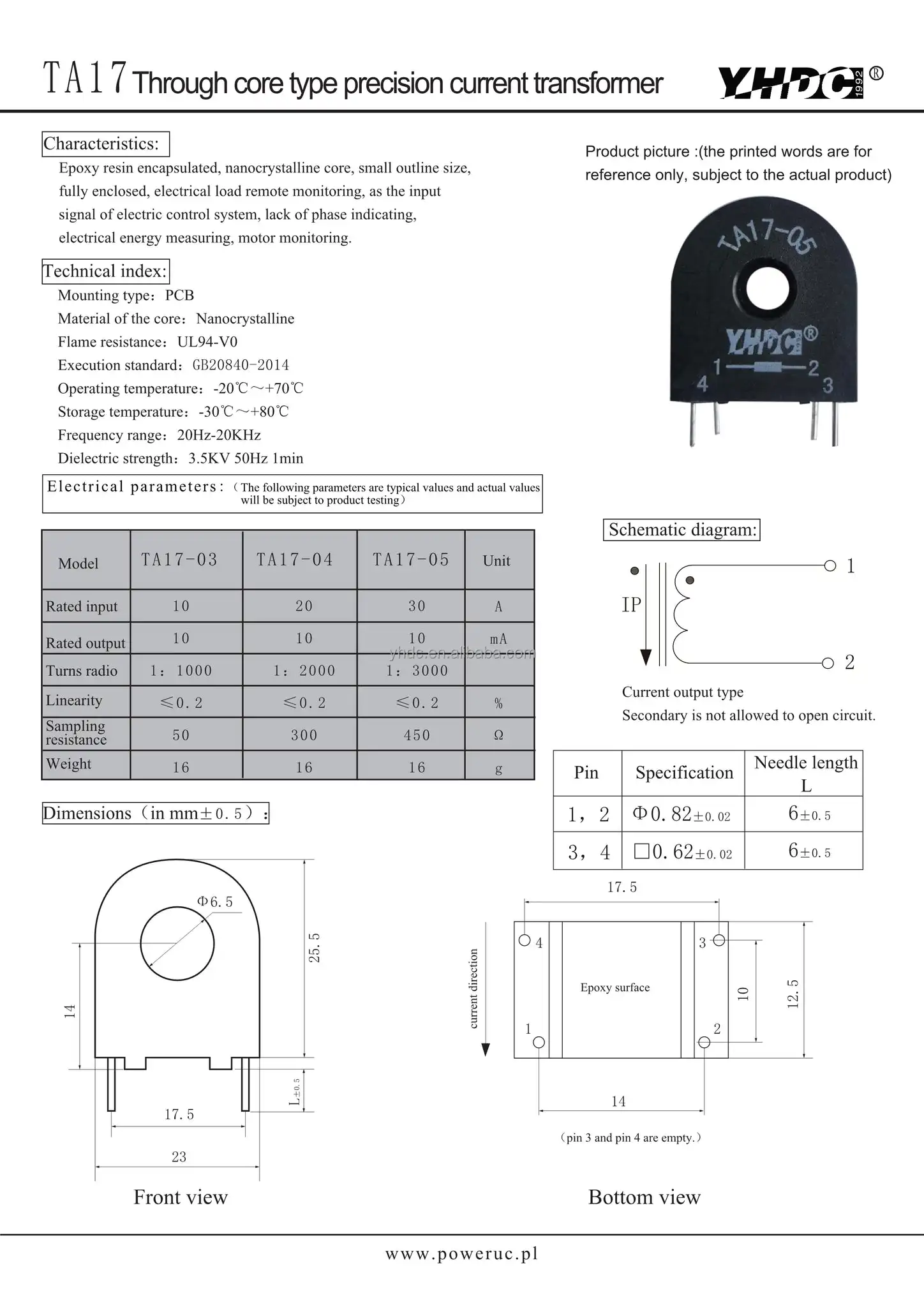 20Hz-20kHz Mini High Frequency Current Transformer