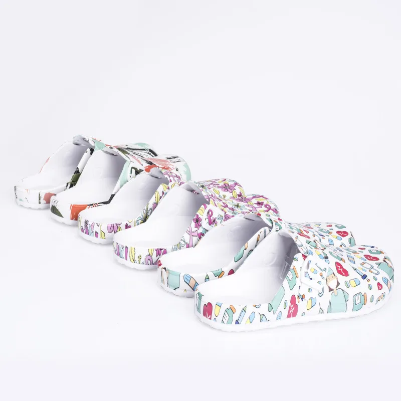 Wholesale Non-Slip Lightweight Clogs Printed Hospital Work EVA White Shoes For Nurse