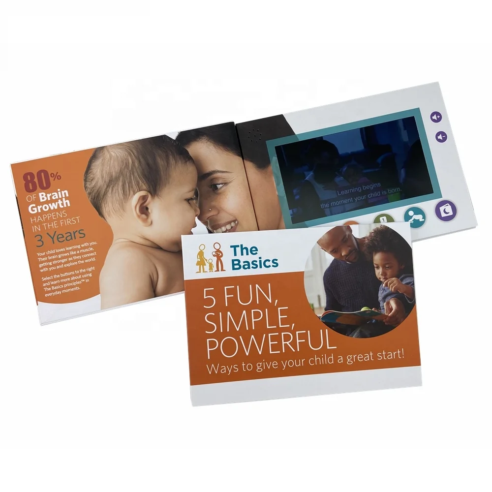 7insh A5 touch screen lcd  customized video brochure for wedding decoration