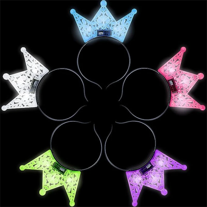 Light up LED Crown Tiara Princess Headbands Battery Operated Glow Head Band for Festival Girls Boys Birthday Costume Party Favor