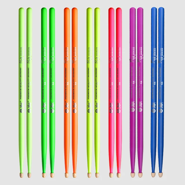 Wholesale HUN Brand Colorful Luminscence uv drumsticks 5A with wood tips